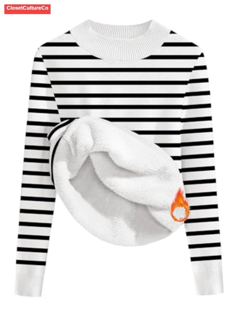 Fleece Sherpa Lined Mock Neck Long Sleeve Thermal Sweater Fuzzy Knit Jumper